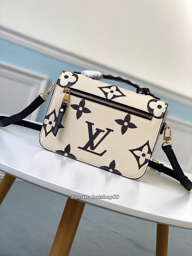 路易威登LV女包 M45384 LV專櫃新款Pochette Métis手袋 LV奶白色壓紋皮革女款手提肩背包 xxlv3127